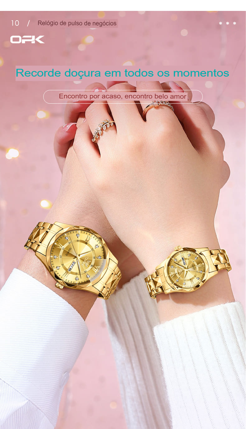 relógio feminino original a prova d água luminoso luxo de Aço Inoxidável quartzo
