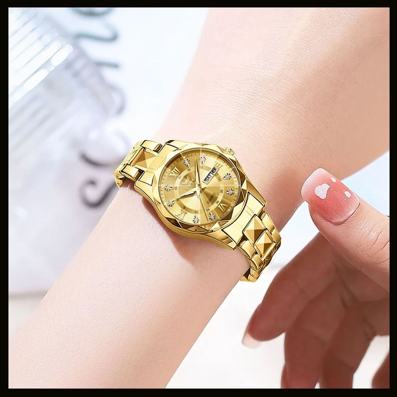 relógio feminino original a prova d água luminoso luxo de Aço Inoxidável quartzo
