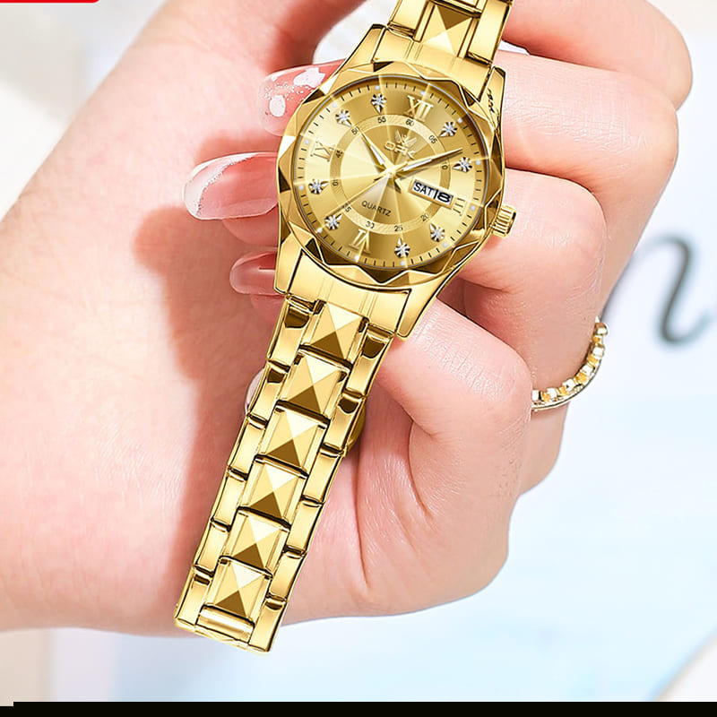 relógio feminino original a prova d água luminoso luxo de Aço Inoxidável quartzo