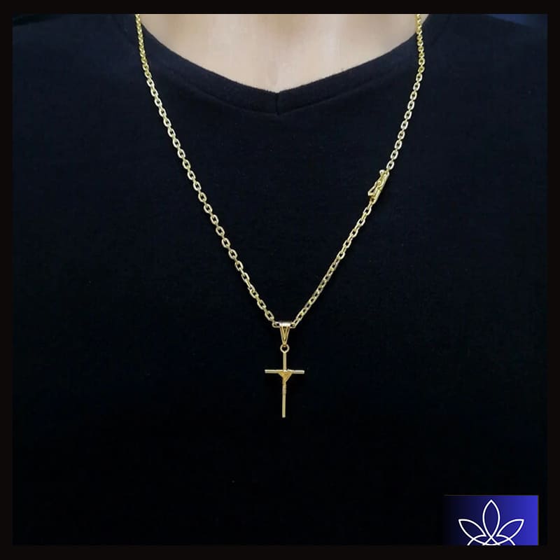Cordão Masculino Cadeado - CRUZ MINIMALISTA
