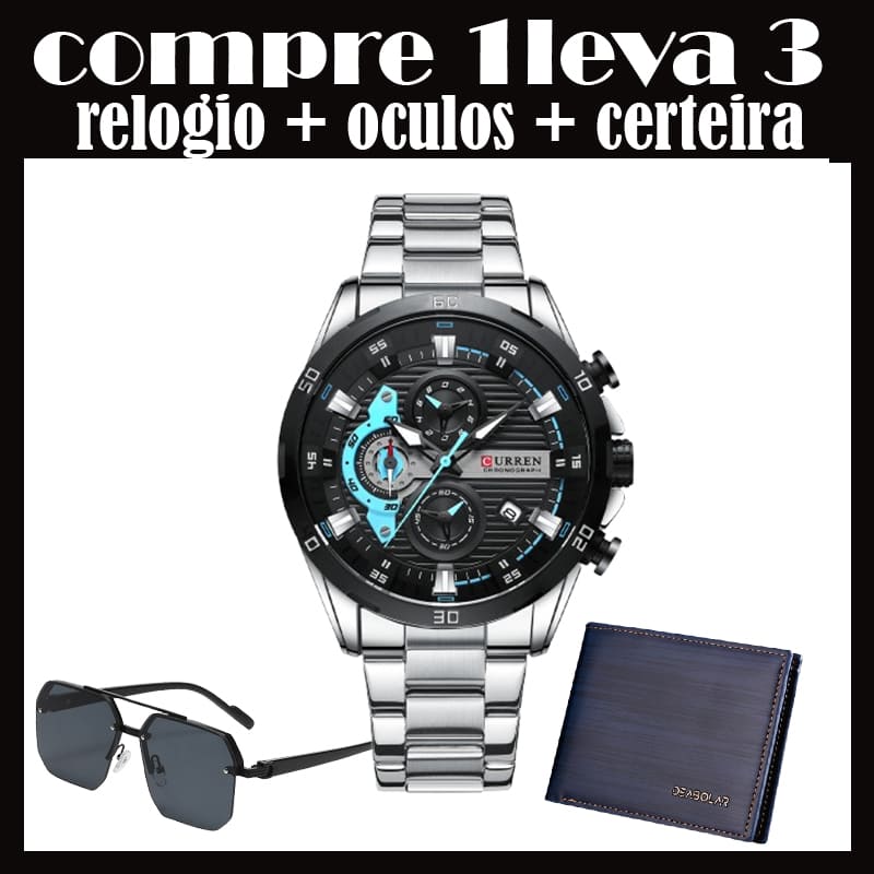 Relógios masculinos Moda de luxo Design exclusivo ( compre 3 leva 1)