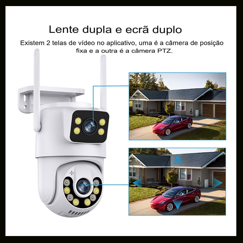Câmera de Segurança Lente Dupla ICSEE Wi-Fi 360° - Visão Completa, Proteção Total!