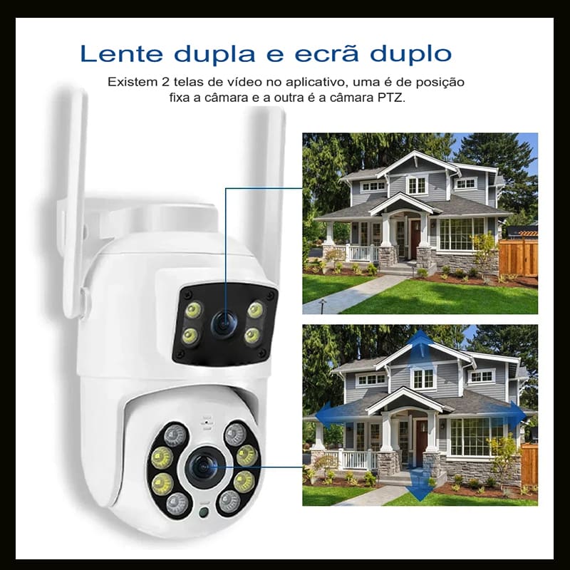 Câmera de Segurança Lente Dupla ICSEE Wi-Fi 360° - Visão Completa, Proteção Total!