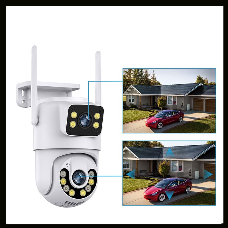 Câmera de Segurança Lente Dupla ICSEE Wi-Fi 360° - Visão Completa, Proteção Total!